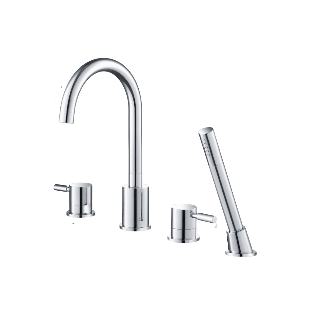 4 Hole Deck Mounted Roman Tub Faucet With Hand Shower | Brushed Nickel PVD