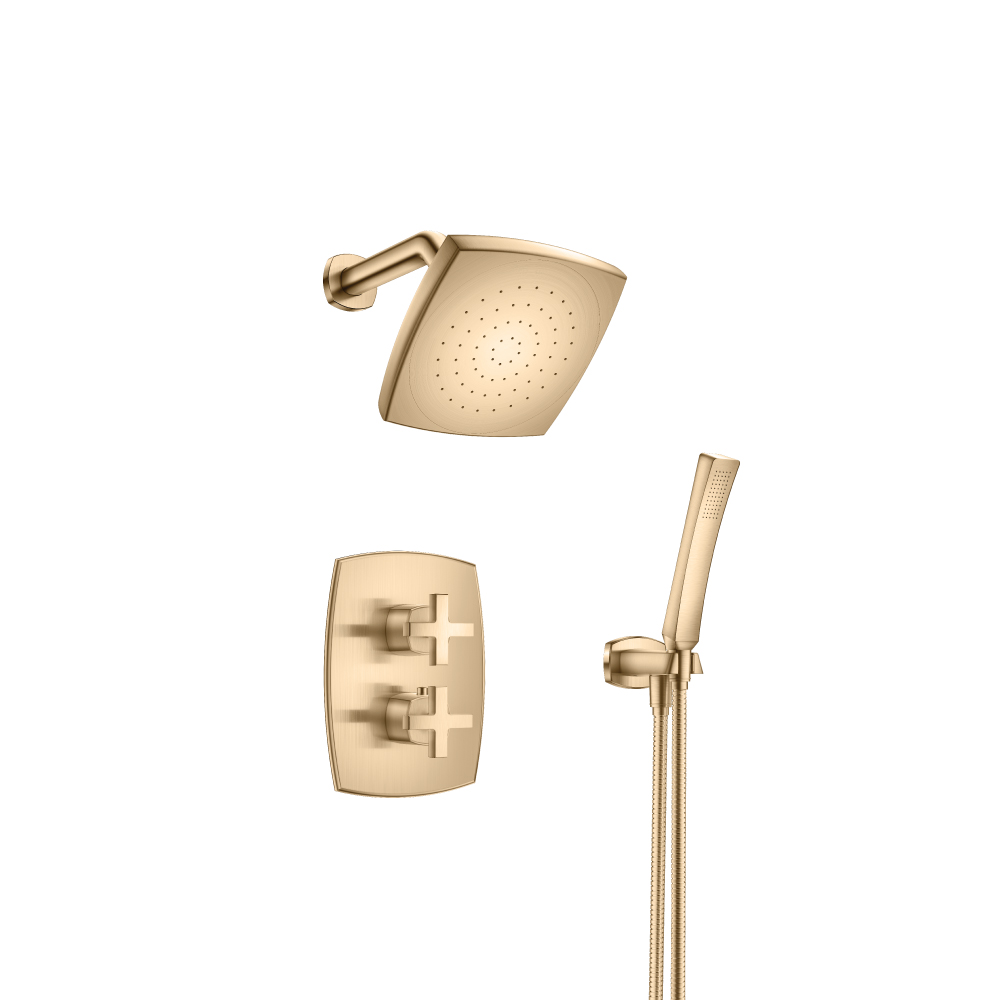 Two Output Shower Set With Shower Head And Hand Held | Brushed Bronze PVD