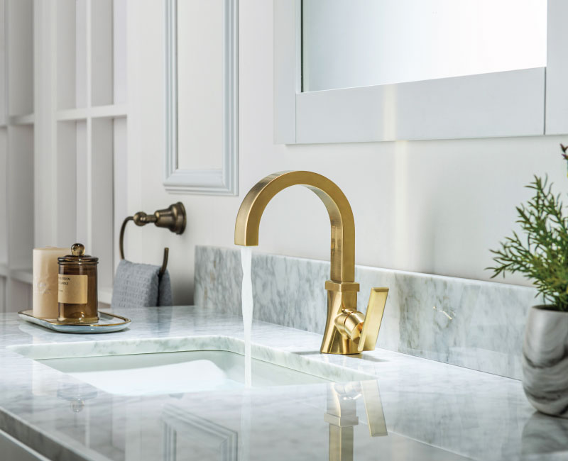 chrome shower set on white marble