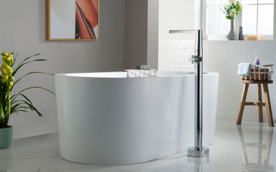 transitional floor mount faucet