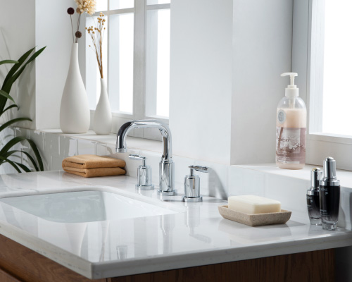 modern industrial widespread faucet
