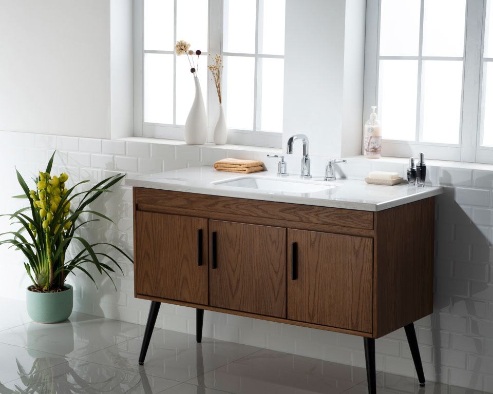 modern industrial widespread faucet