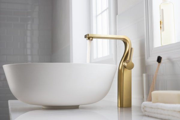 satin brass vessel faucet