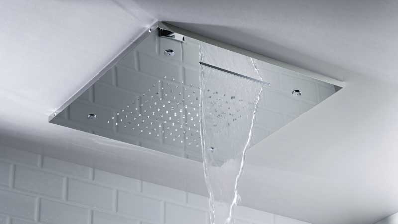 flush ceiling mount waterfall showerhead