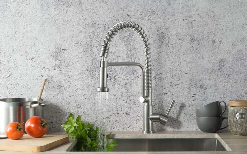 stainless steel spring kitchen faucet