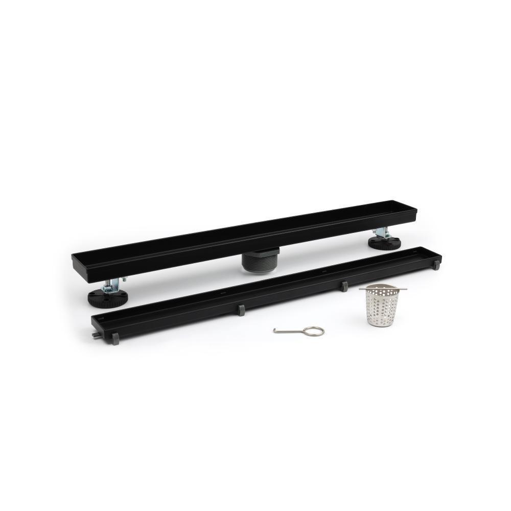 24" Tile Insert Linear Drain with 2" Outlet | Matte Black