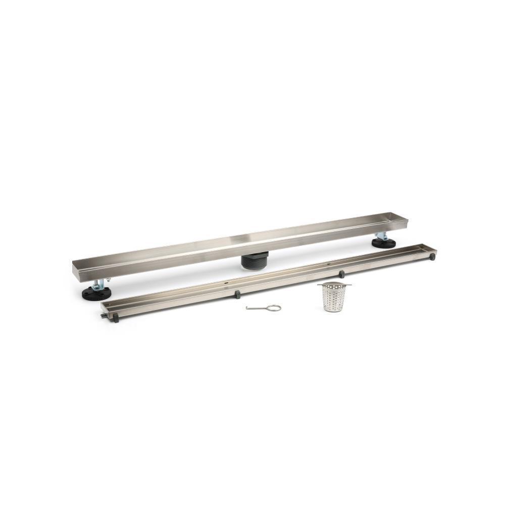 32" Tile Insert Linear Drain with 2" Outlet | Brushed Nickel PVD