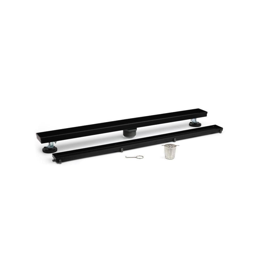 32" Tile Insert Linear Drain with 2" Outlet | Matte Black