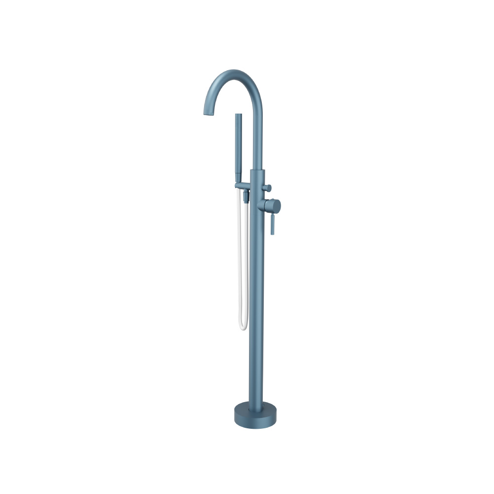 Freestanding Floor Mount Bathtub / Tub Filler With Hand Shower | Blue Platinum