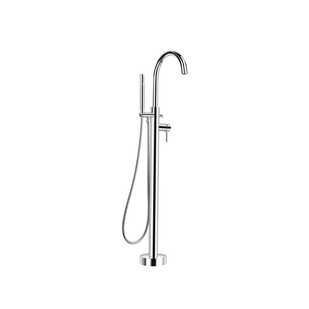 Freestanding Floor Mount Bathtub / Tub Filler With Hand Shower | Brushed Nickel PVD