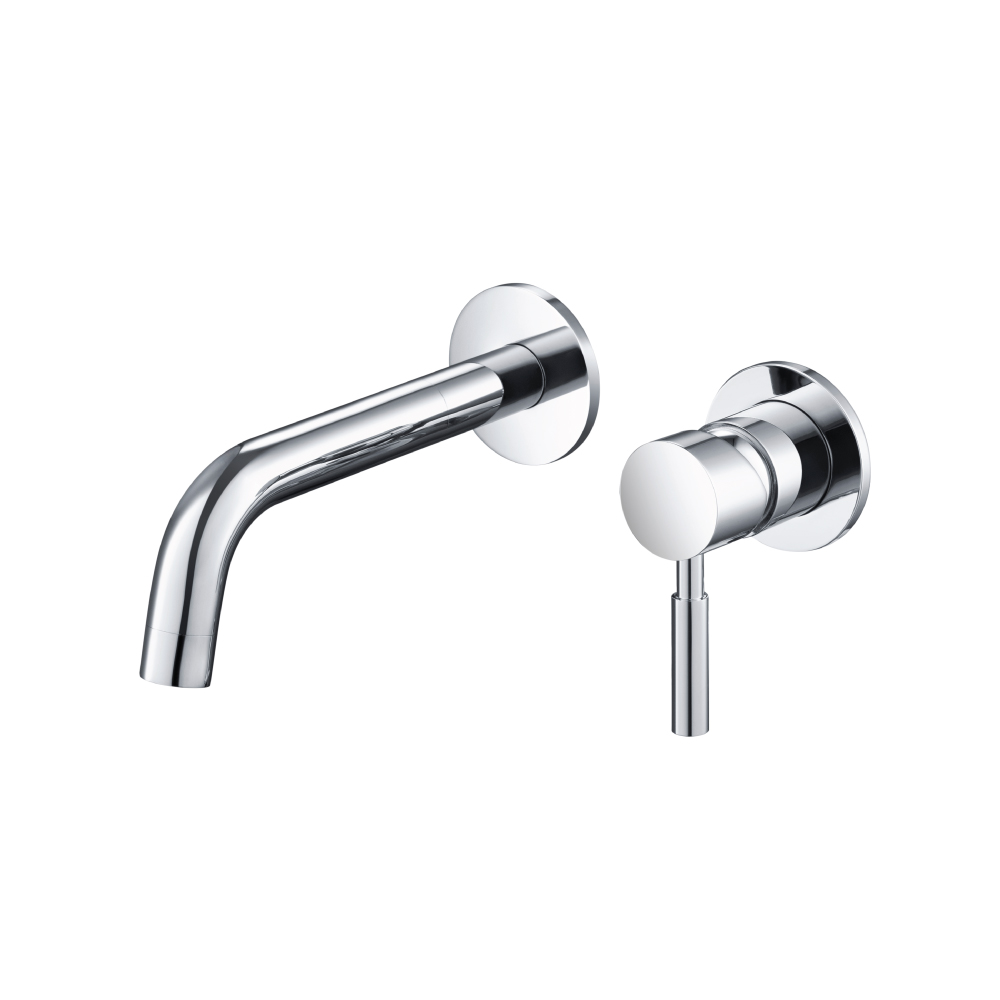 Single Handle Wall Mounted Bathroom Faucet | Satin Brass PVD