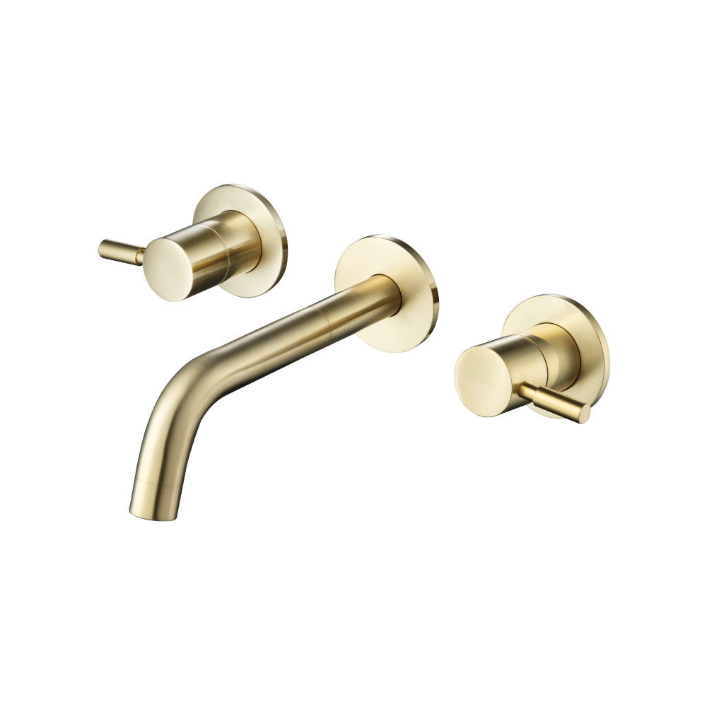 Two Handle Wall Mounted Tub Filler | Satin Brass PVD