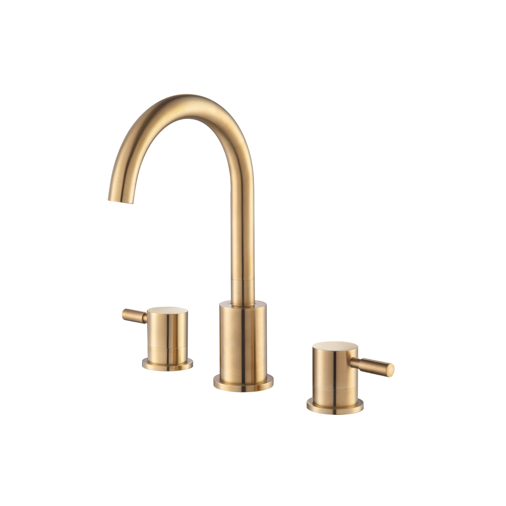 Three Hole 8" Widespread Two Handle Bathroom Faucet | Brushed Bronze PVD