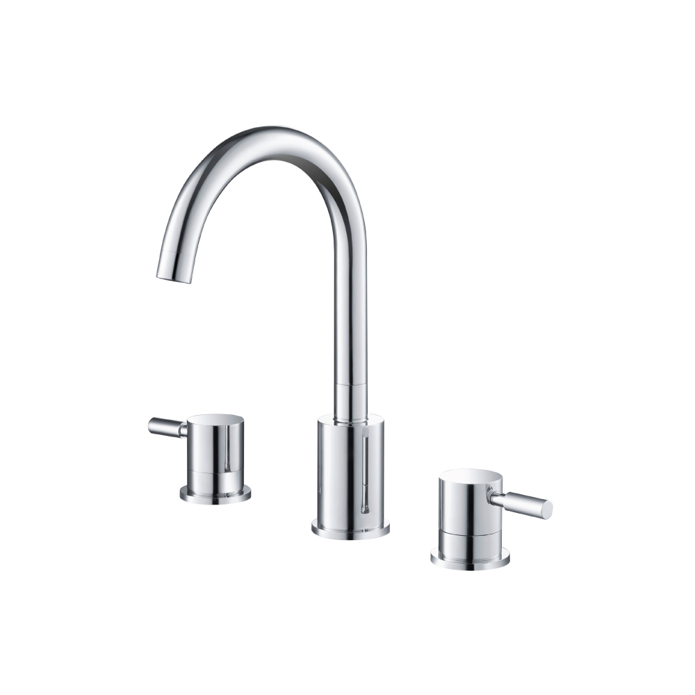 Three Hole 8" Widespread Two Handle Bathroom Faucet | Brushed Nickel PVD