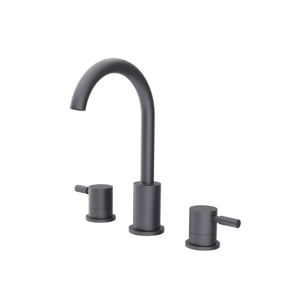 Three Hole 8" Widespread Two Handle Bathroom Faucet | Dark Grey