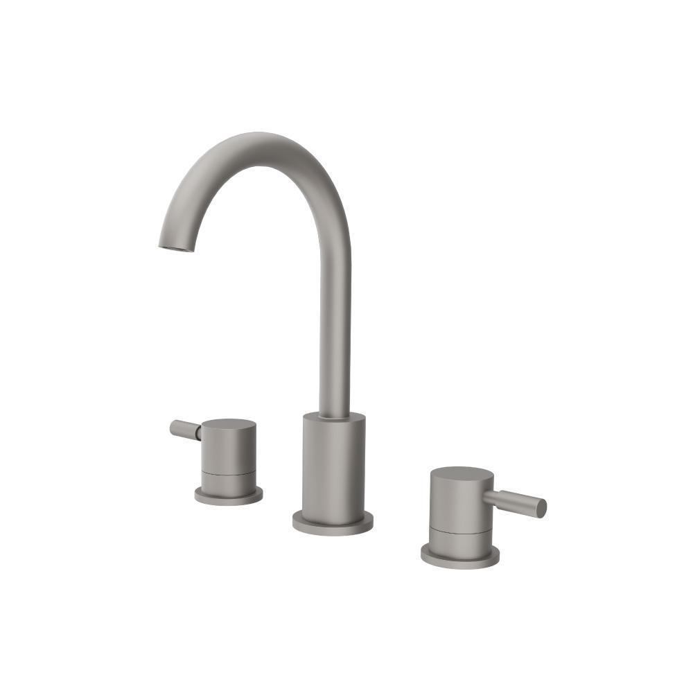 Three Hole 8" Widespread Two Handle Bathroom Faucet | Steel Grey
