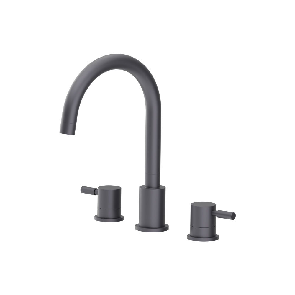 3 Hole Deck Mount Roman Tub Faucet | Dark Grey