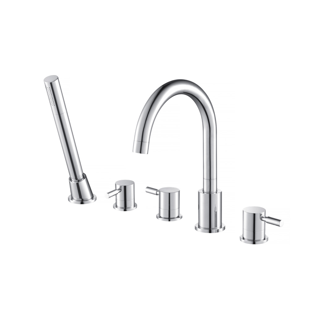 Five Hole Deck Mounted Roman Tub Faucet With Hand Shower | Chrome