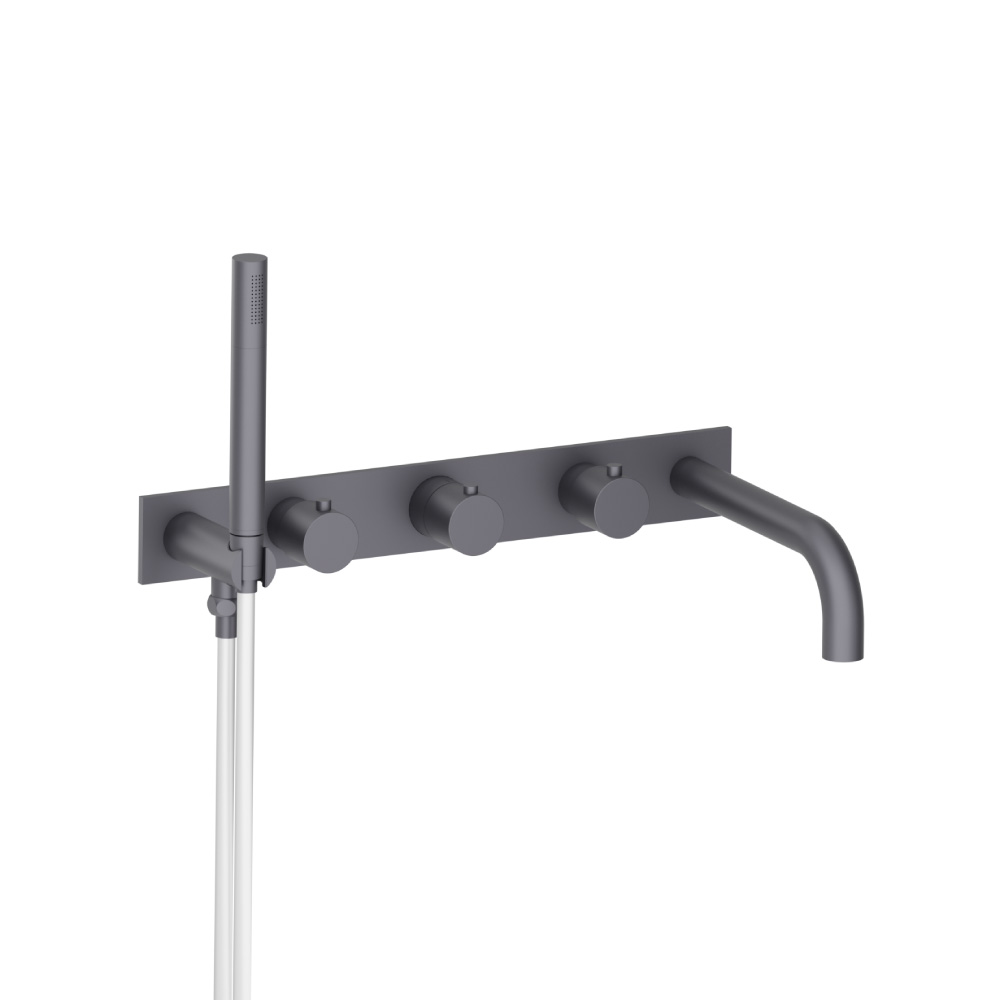 Wall Mount Tub Filler With Hand Shower | Dark Grey