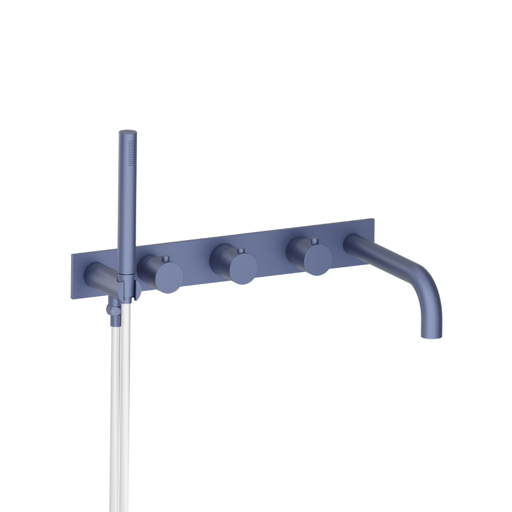 Wall Mount Tub Filler With Hand Shower | Navy Blue