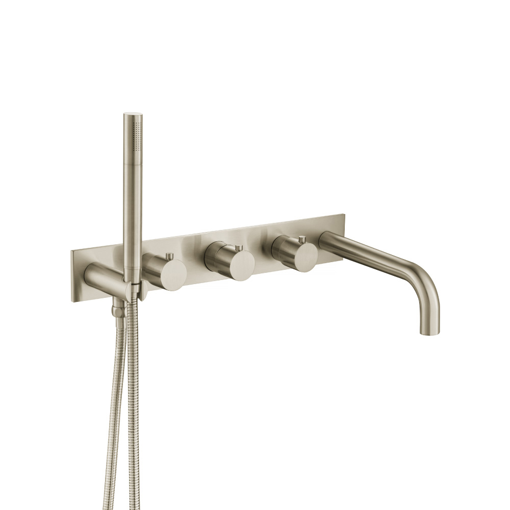 Wall Mount Tub Filler With Hand Shower | Brushed Nickel PVD