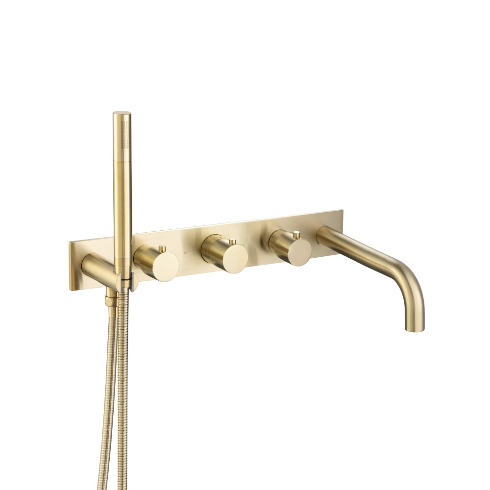 Trim For Wall Mount Tub Filler With Hand Shower | Satin Brass PVD