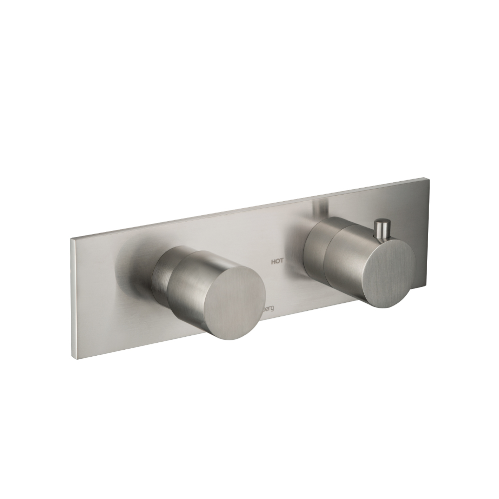 3/4" Horizontal Thermostatic Shower Valve & Trim - 2 Output | Brushed Nickel PVD