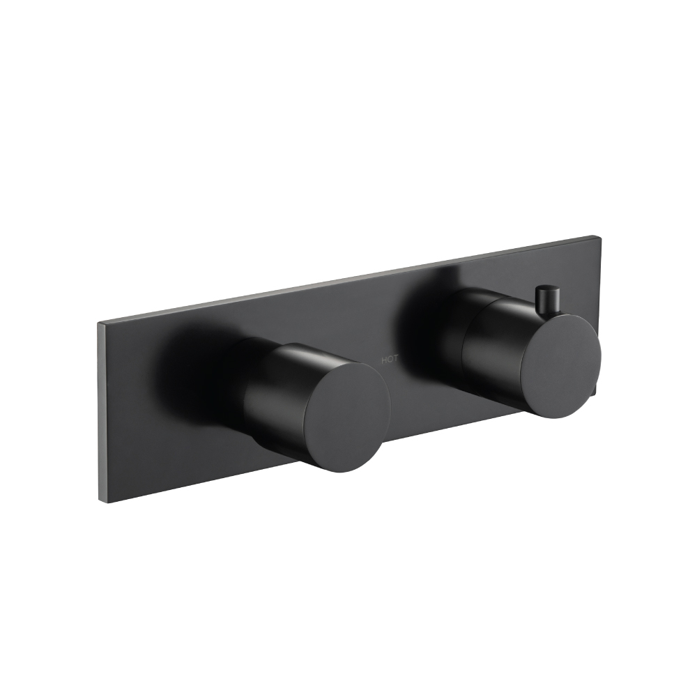 3/4" Horizontal Thermostatic Shower Valve & Trim - 3 Output | Matte Black