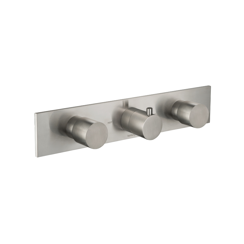 3/4" Horizontal Thermostatic Valve with 2 Volume Controls &  Trim | Brushed Nickel PVD