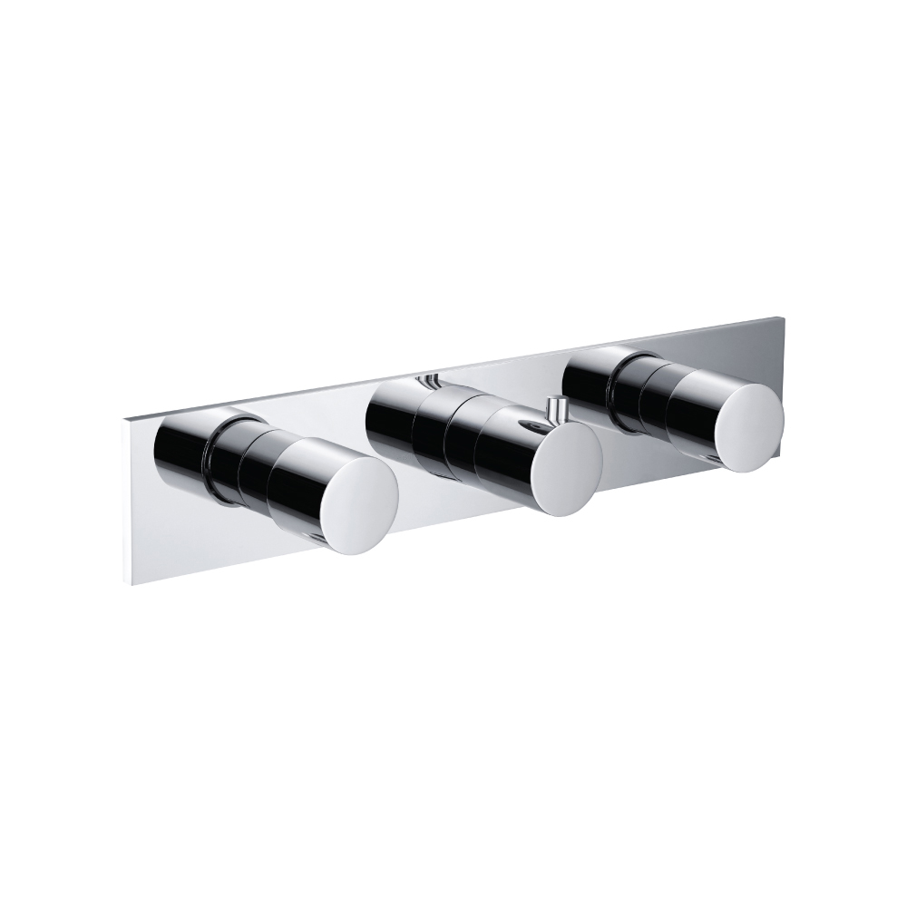 Trim For Horizontal Thermostatic Valve with 2 Volume Controls | Chrome