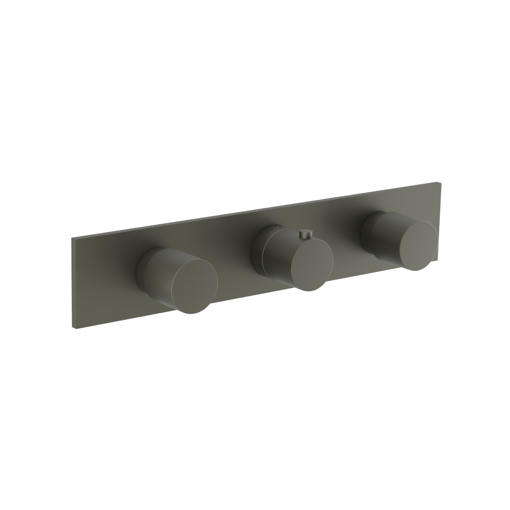 3/4" Horizontal Thermostatic Valve with 2 Volume Controls &  Trim | Dark Green