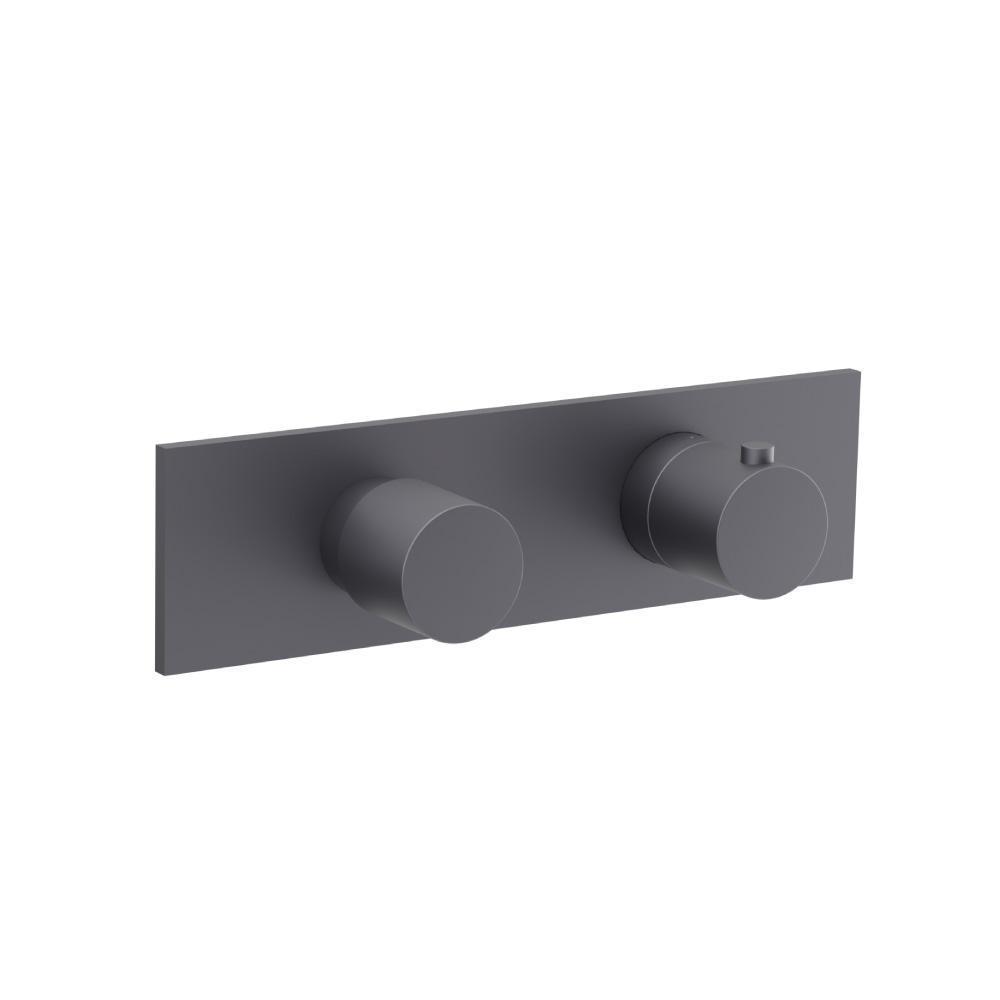 3/4" Horizontal Thermostatic Shower Valve & Trim - 2 Output | Dark Grey
