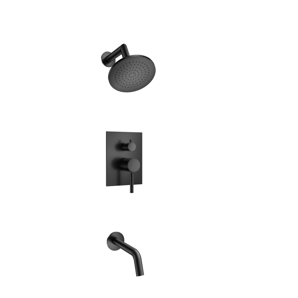 Two Output Shower Set With Shower Head And Tub Spout | Matte Black