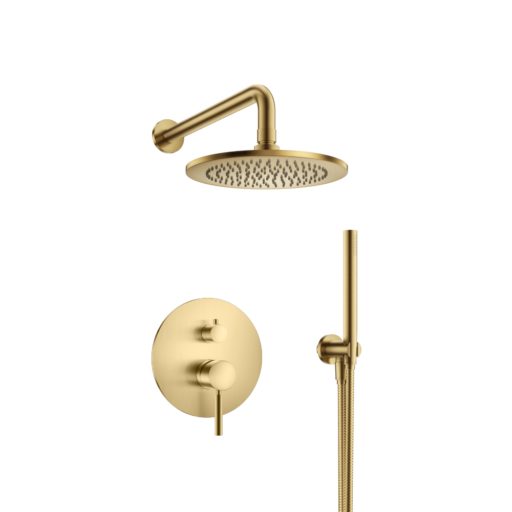 Two Output Shower Set With Shower Head And Hand Held | Satin Brass PVD