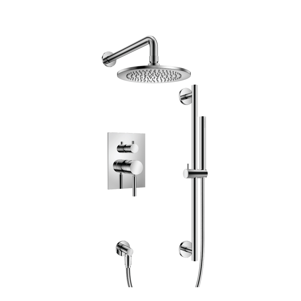 Two Output Shower Set With Shower Head, Hand Held And Slide Bar | Chrome