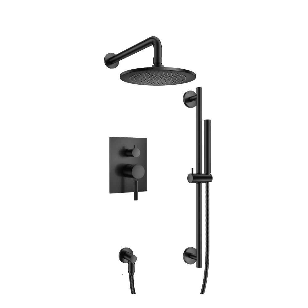 Two Output Shower Set With Shower Head, Hand Held And Slide Bar | Matte Black