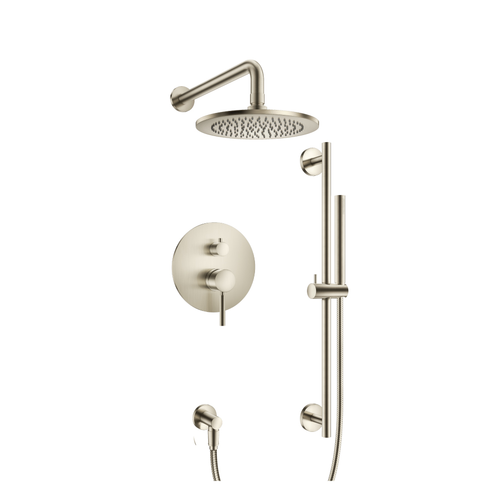 Two Output Shower Set With Shower Head, Hand Held And Slide Bar | Brushed Nickel PVD
