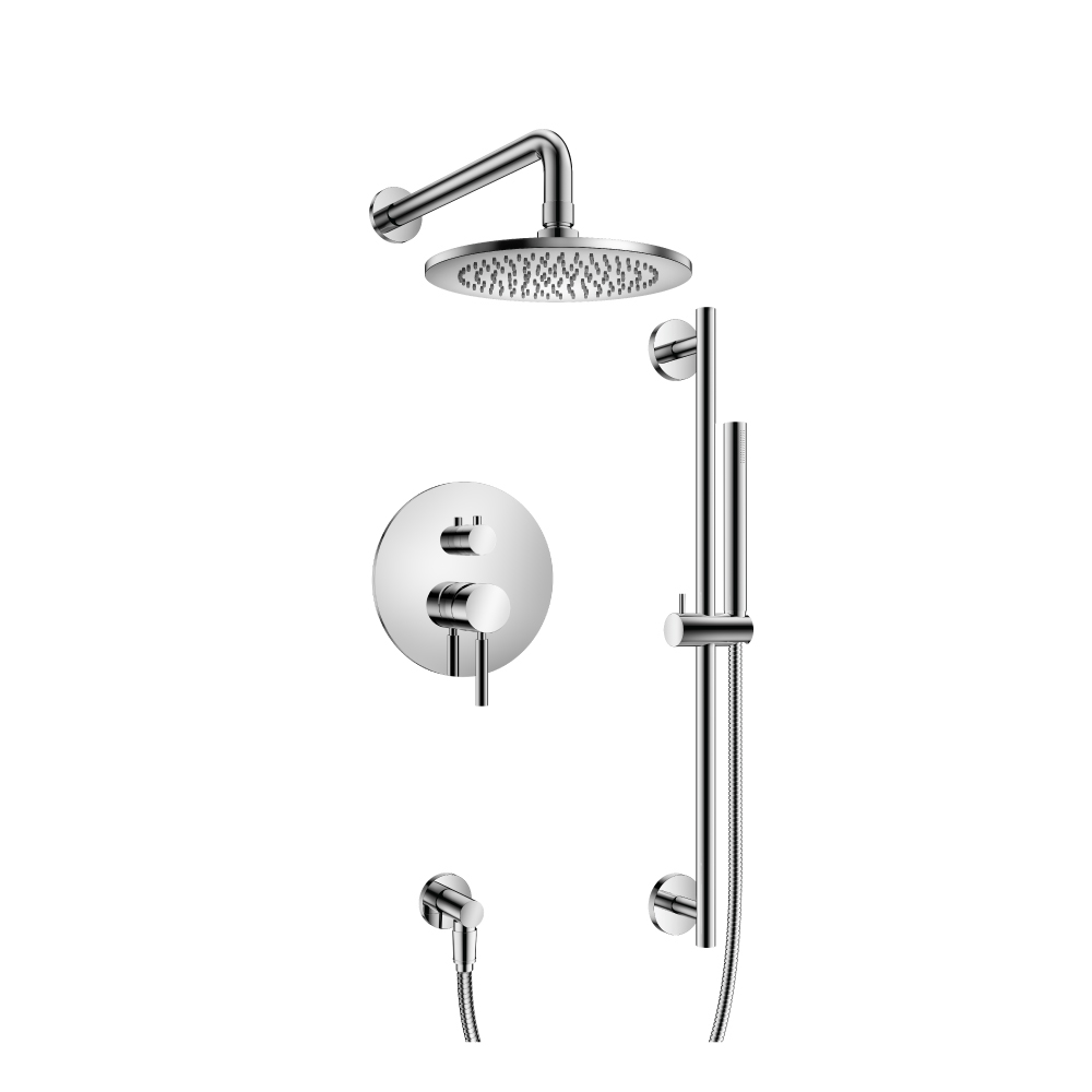 Two Output Shower Set With Shower Head, Hand Held And Slide Bar | Chrome