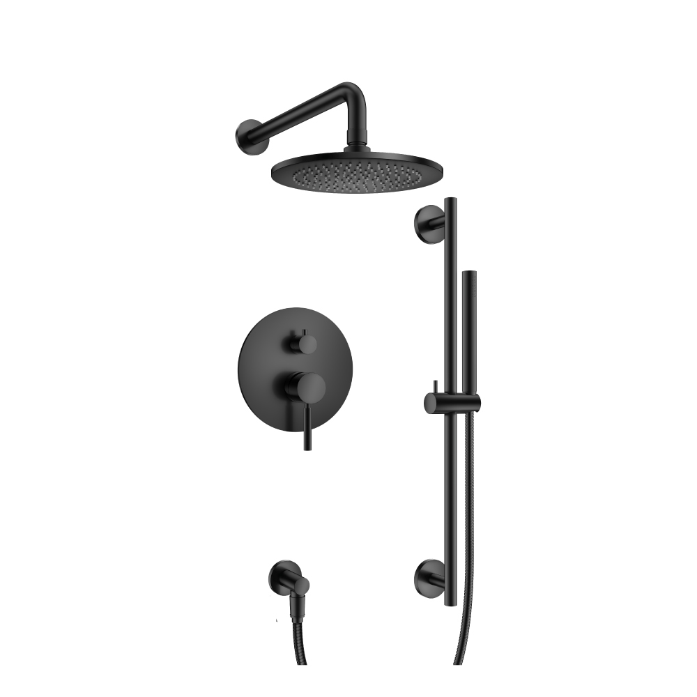 Two Output Shower Set With Shower Head, Hand Held And Slide Bar | Matte Black