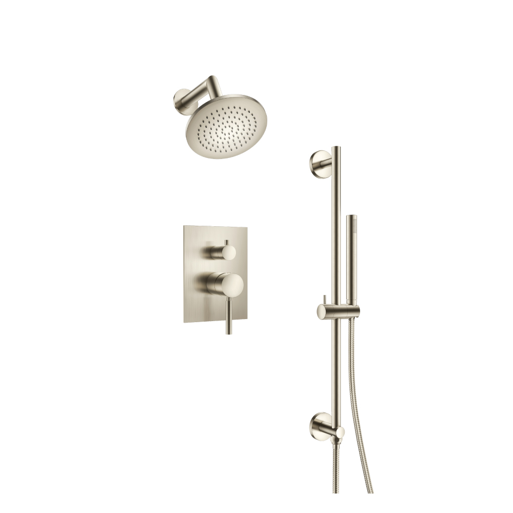 Two Output Shower Set With Shower Head, Hand Held And Slide Bar | Brushed Nickel PVD