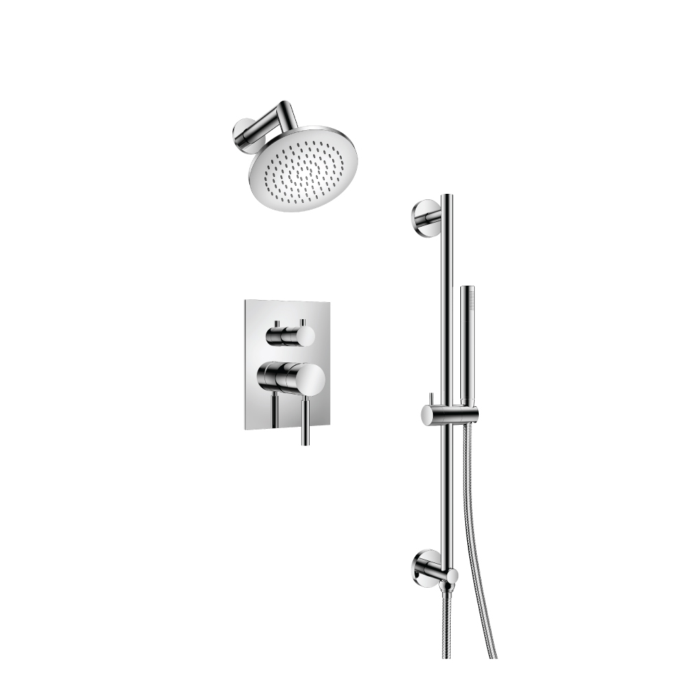 Two Output Shower Set With Shower Head, Hand Held And Slide Bar | Chrome