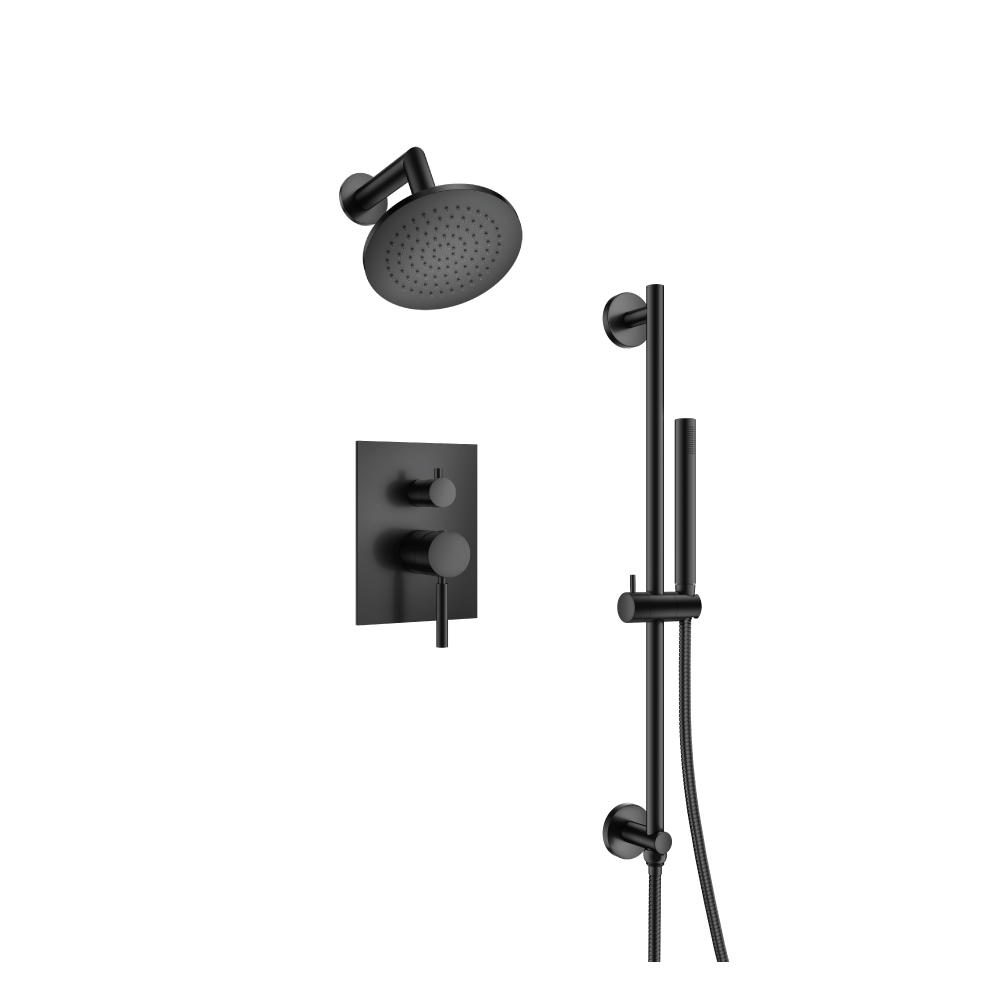 Two Output Shower Set With Shower Head, Hand Held And Slide Bar | Matte Black