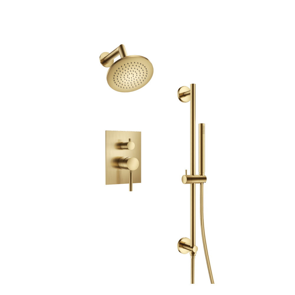 Two Output Shower Set With Shower Head, Hand Held And Slide Bar | Satin Brass PVD