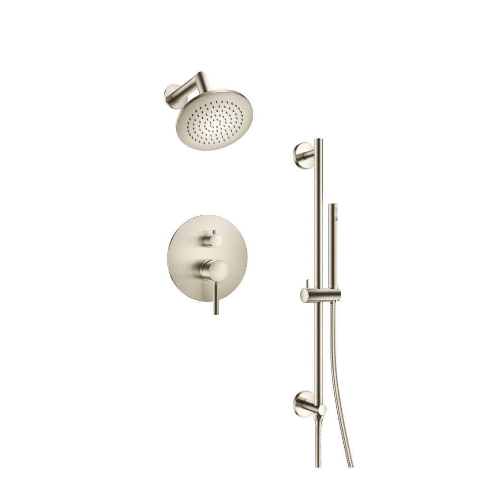Two Output Shower Set With Shower Head, Hand Held And Slide Bar | Brushed Nickel PVD