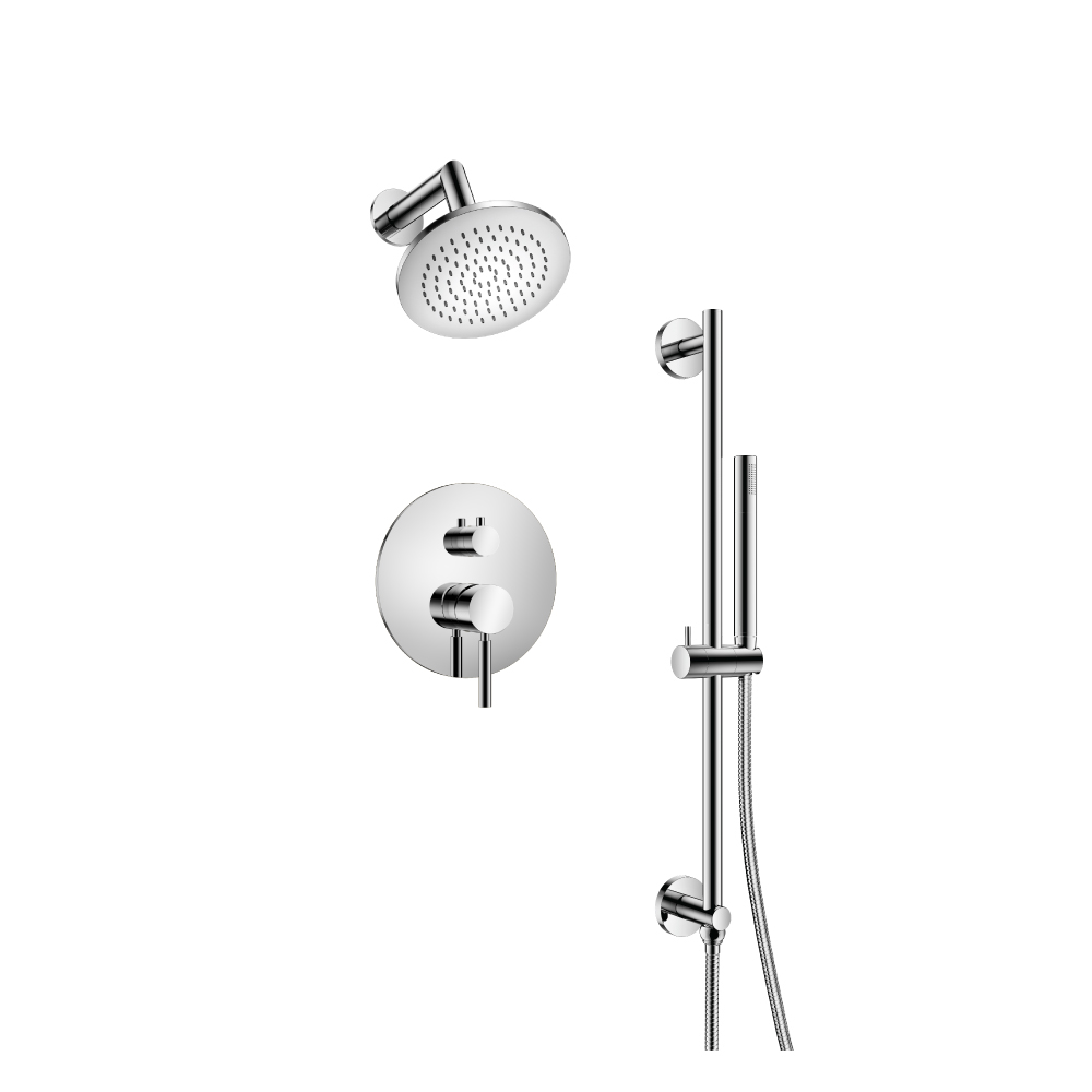 Two Output Shower Set With Shower Head, Hand Held And Slide Bar | Chrome