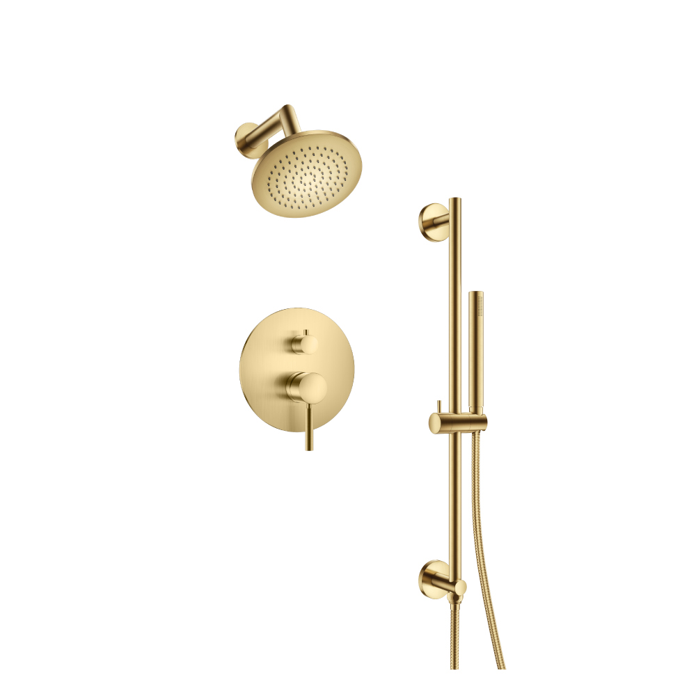Two Output Shower Set With Shower Head, Hand Held And Slide Bar | Satin Brass PVD