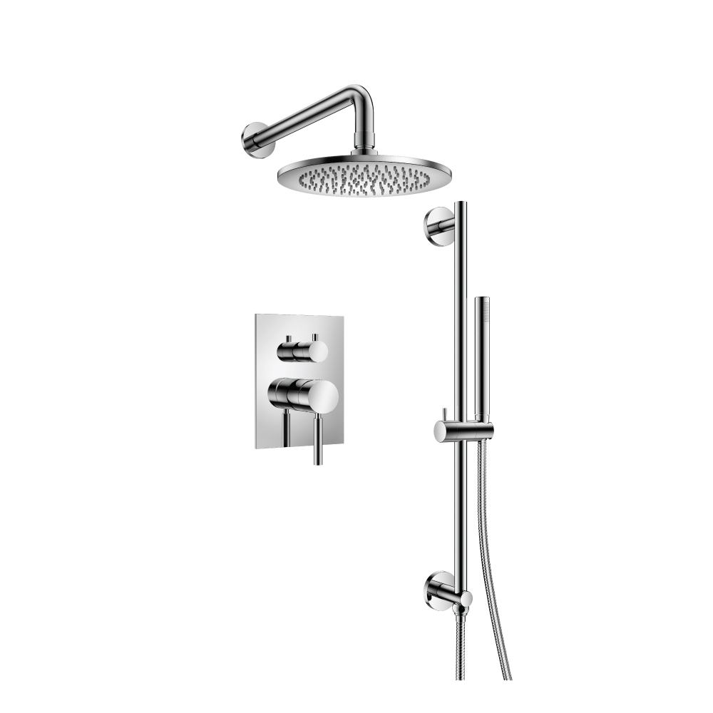 Two Output Shower Set With Shower Head, Hand Held And Slide Bar | Chrome