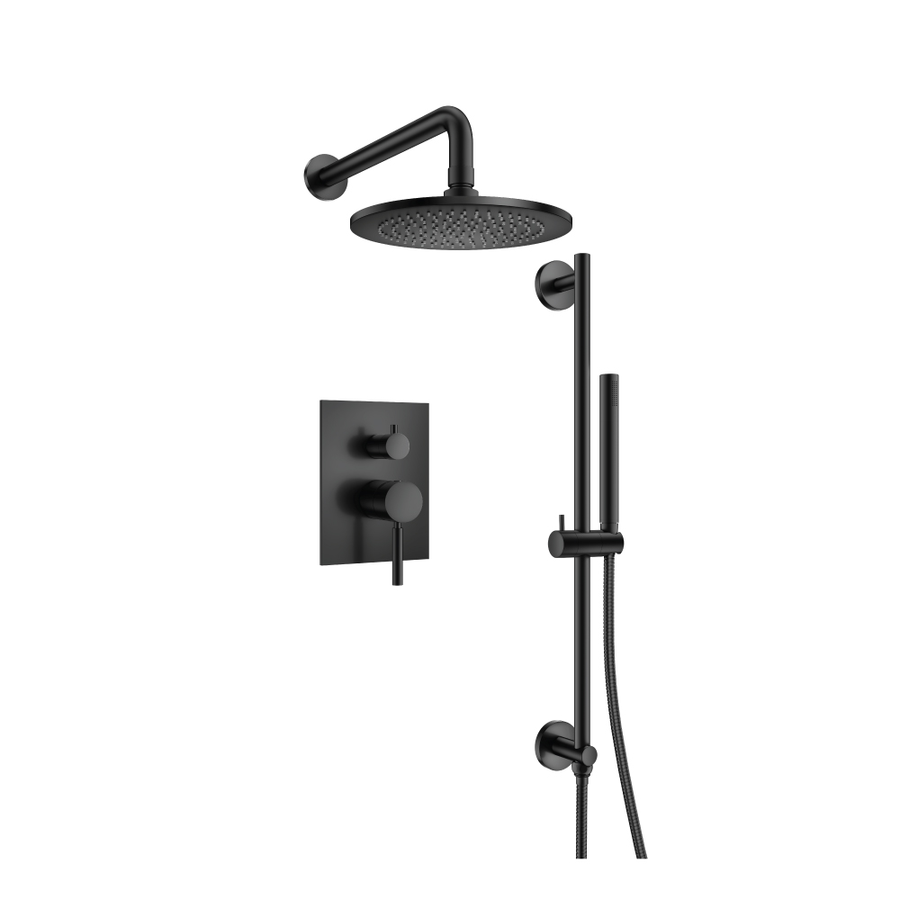 Two Output Shower Set With Shower Head, Hand Held And Slide Bar | Matte Black