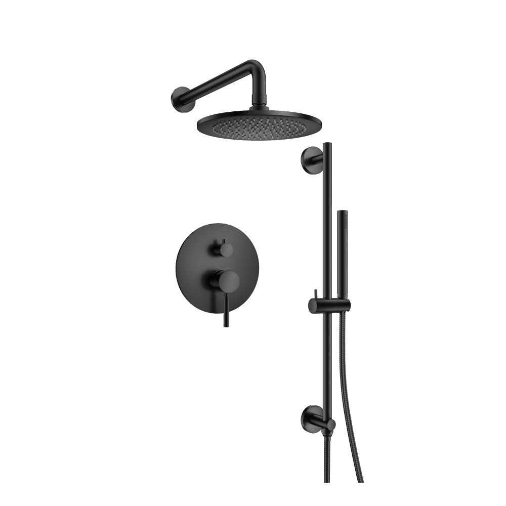 Two Output Shower Set With Shower Head, Hand Held And Slide Bar | Matte Black