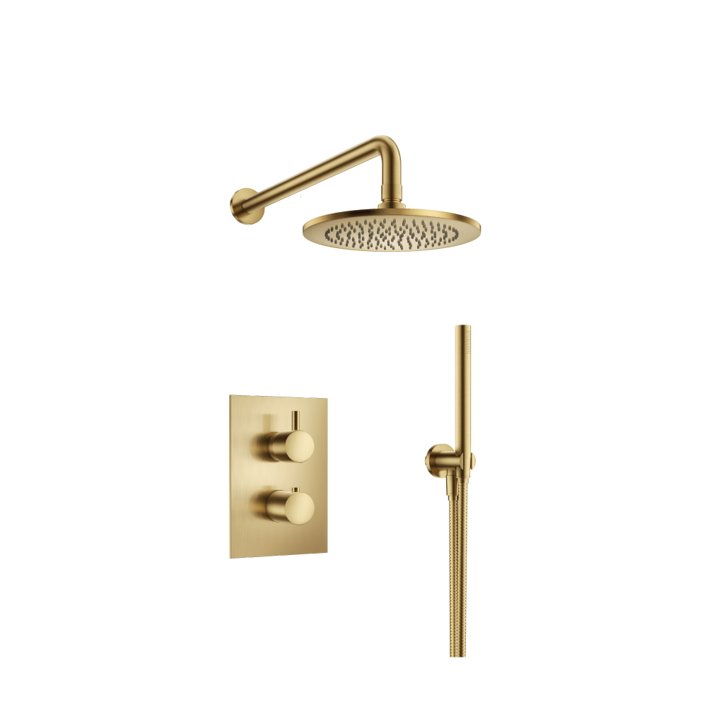 Two Output Shower Set With Shower Head And Hand Held | Satin Brass PVD